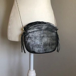 Distressed Pewter Leather Evening Bag